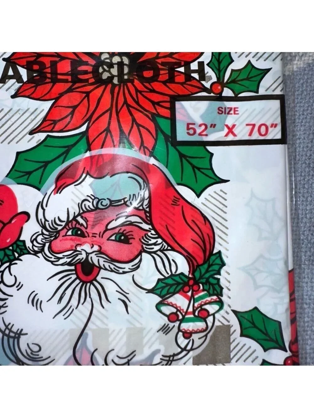 NOS Vintage 1996 Better Home Christmas Plastic Waterproof Tablecloth 52x70